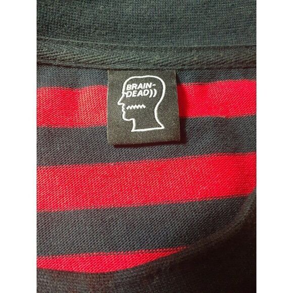 Brain Dead T-Shirt Striped Red Distressed Asymmetric Sleeves Zombie Shirt Medium - Picture 8 of 9